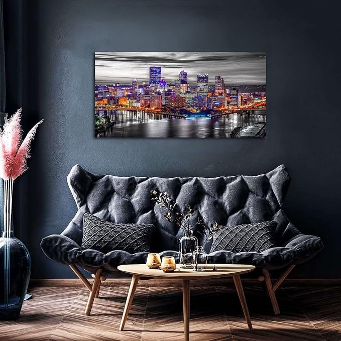 Large Pittsburgh Wall Art Black and White City Skyline Wall Decor - Image 4