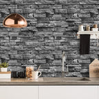 Jeweluck Grey Brick Wallpaper Peel and Stick Wallpaper 17.7inch×236.2inch Faux - Image 3