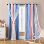 XiDi Curtains for Bedroom Decor, Rainbow PinkGreyBlue-52-90 by Addsomecolortolife