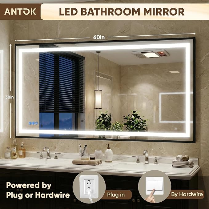 Antok 60X30 LED Bathroom Mirror - Image 3