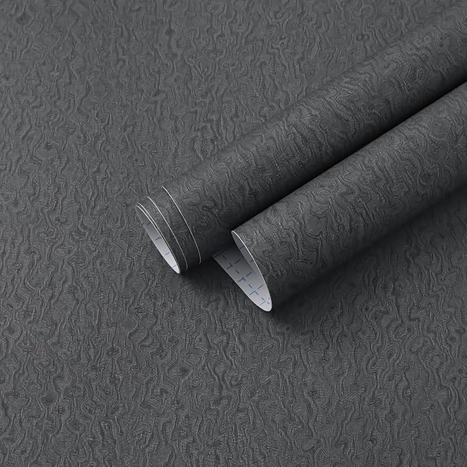 Heroad Grey Peel and Stick Wallpaper Modern Contact Paper Dark Grey and Black by HeroadBrand
