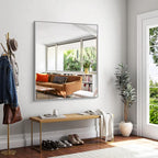 KOCUUY Silver Framed Mirror, HD Tempered Glass, Anti-Rust Brushed Silver Frame - Image 9