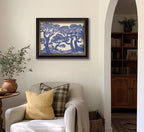 Vintage Gold Framed Wall Art Oak Tree Forest Painting Canvas Prints Blue - Image 8