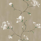 Laatse Floral Wallpaper Peel and Stick 17.5" x 393" Khaki Floral Contact Paper by Laatse