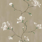 Laatse Floral Wallpaper Peel and Stick 17.5" x 118" Khaki Floral Contact Paper by Laatse