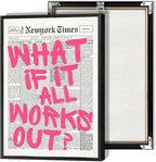 Drimiler Retro Newspaper Pink Font Poster What If It All Works Out Canvas Wall by Drimiler