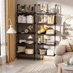 aboxoo Ladder Shelf Open 5-Tier Bookshelf Wall-Mounted Black Wood Bookcase - Image 5