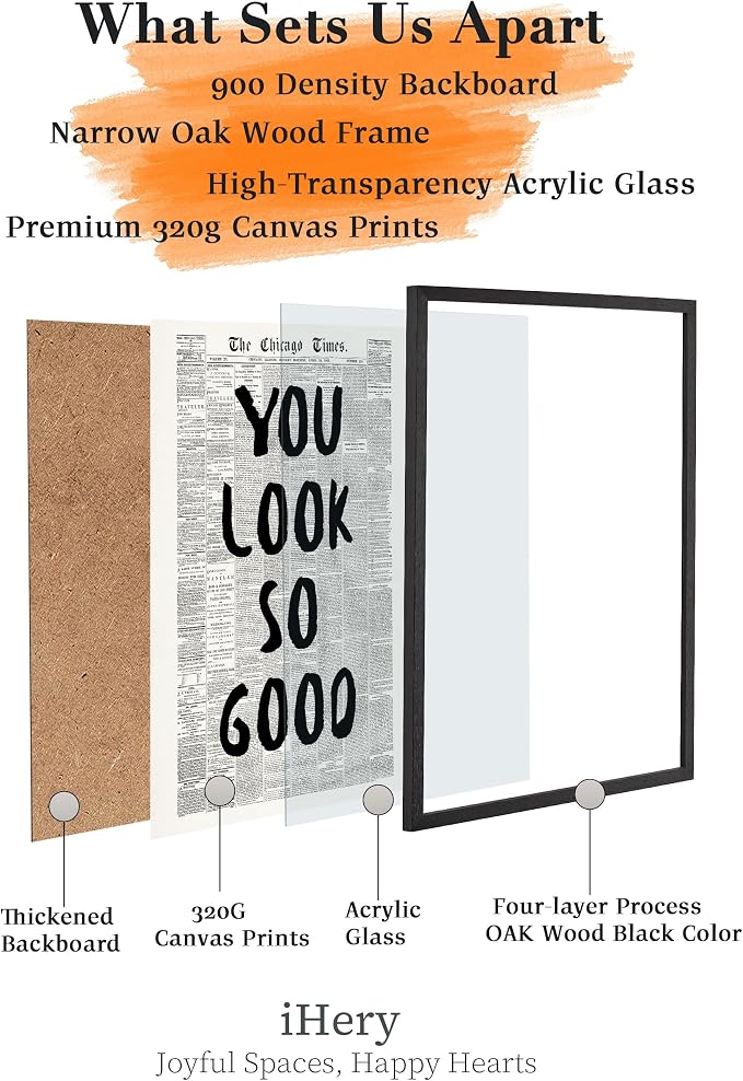 iHery Premium Natural Black OAK Wood 12x16in You Look So Good Trendy - Image 4