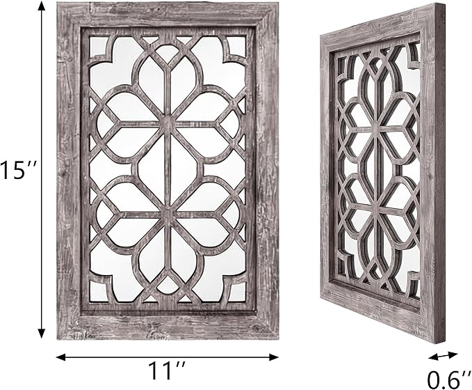 Set of 2 11x15 Inch Rectangular Shatterproof Brown Decorative Wall Mirrors - Image 2