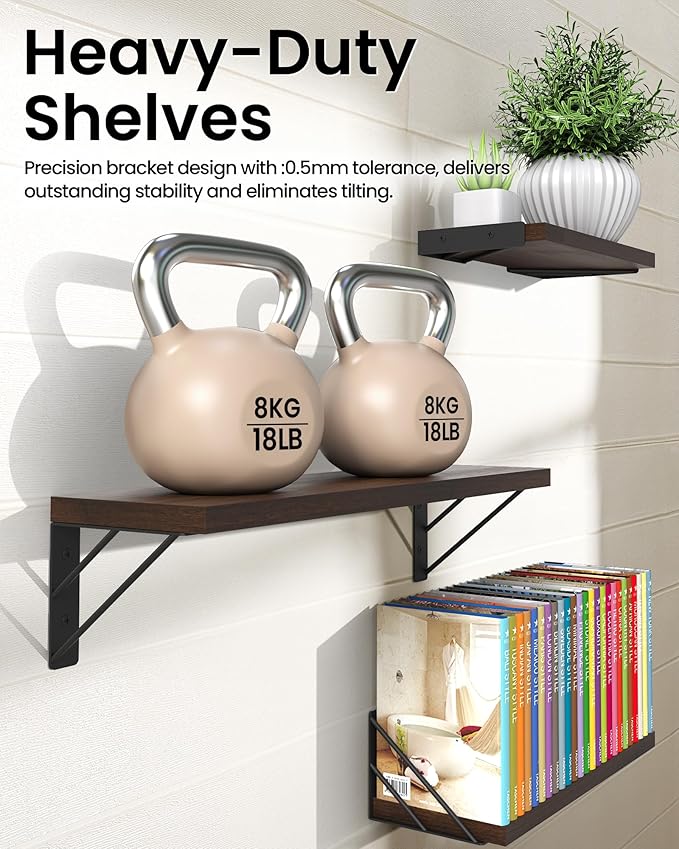 BAYKA Floating Shelves for Wall, Book Shelf for Bedroom, Wall Decor Shelves for - Image 4