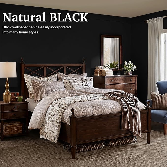 Dimoon 394''x17.7'' Black Peel and Stick Wallpaper Contact Paper Modern Self - Image 6