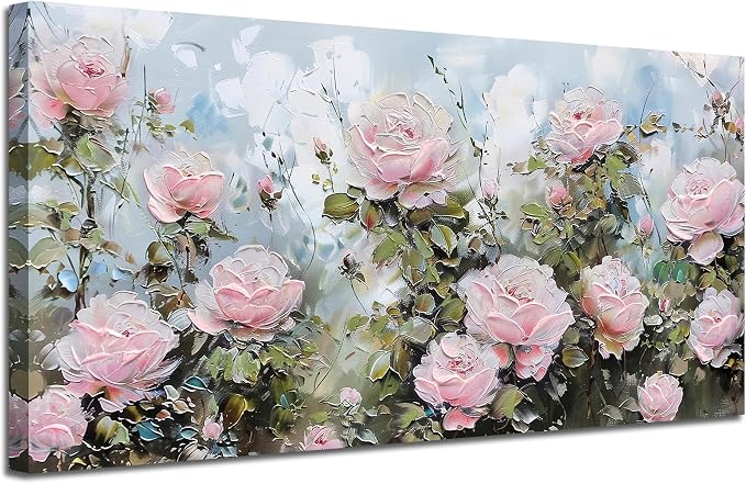 Ardemy Flower Wall Art Canvas Art Wall Decor, Floral Painting Textured Picture - Image 2