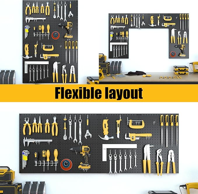 Spampur Peg Board, 8 Pack Metal Pegboard Panels Black Pegboards Wall Organizer - Image 5