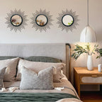 3 Set Black Mirrors for Wall Decor Metal Mirrors Small Mirror Sets Hanging - Image 5