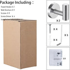 2 Pack Silver Bathroom Towel Hooks Robe Hook Holder Wall Mount Heavy Duty Wall - Image 6