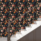 Colorful Floral Peel and Stick Wallpaper Gothic Dark Contact Paper Orange - Image 4