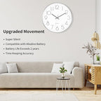 Foxtop Silver Wall Clock Silent Non-Ticking Battery Operated Round Modern Wall - Image 3