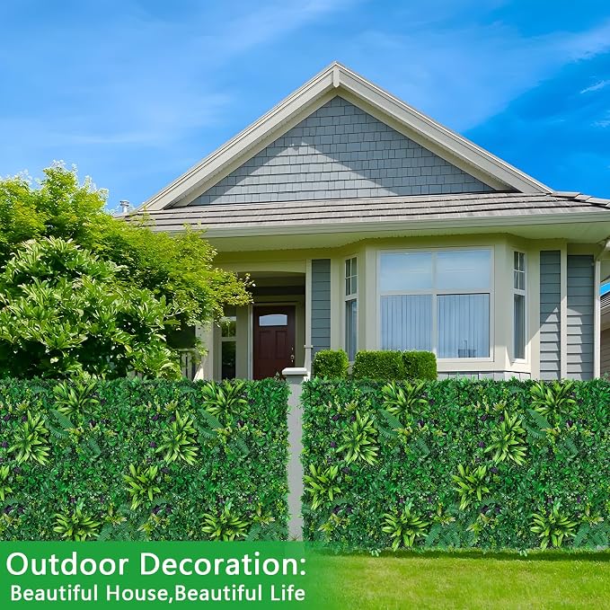 Yangrass Grass Wall Panels Set of 6, Artificial Hedge Panels Greenery Wall - Image 7