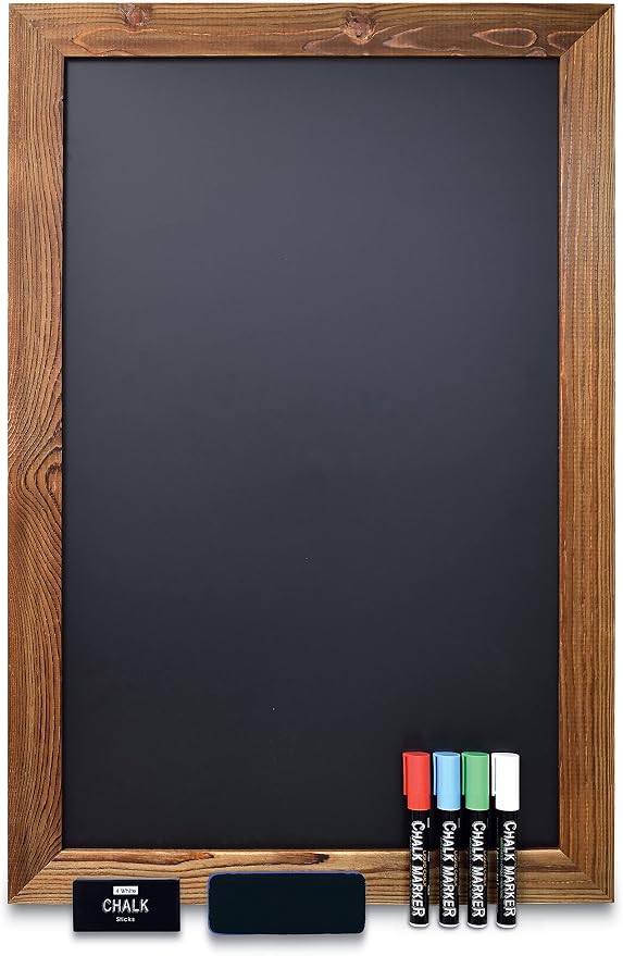 Better Office Products Magnetic Chalkboard, 20x30 Rustic Wood Frame Chalkboard by BetterOfficeProducts