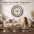 Pytha Sight 24 Inch Large Oversized Farmhouse Modern Decorative Wall Clock - Image 2