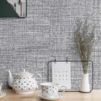 Grey Grasscloth Peel and Stick Wallpaper 17.3"x160" Faux Linen Textured Contact - Image 3