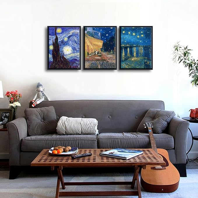 Wieco Art Framed 3 Panels Canvas Prints of Vincent Van Gogh Paintings - Image 3