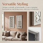 Set of 2 13x30 Inch Large Grey Shatterproof Carved Floral Wood Frame Wall - Image 4