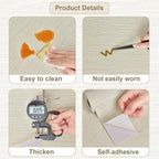Rugreat Textured Grasscloth Wallpaper Peel and Stick 118inL 17.3inW Beige - Image 3