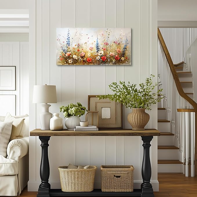 SERIMINO Colorful Floral Wall Art, Rustic Farmhouse Botanical Decor Large - Image 2