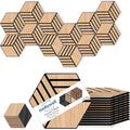 Mollywell Acoustic Panels, PVC Wood-Grain, 14x12 Inch Hexagon Carved Sound by Mollywell