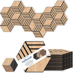 Mollywell Acoustic Panels, PVC Wood-Grain, 14x12 Inch Hexagon Carved Sound by Mollywell