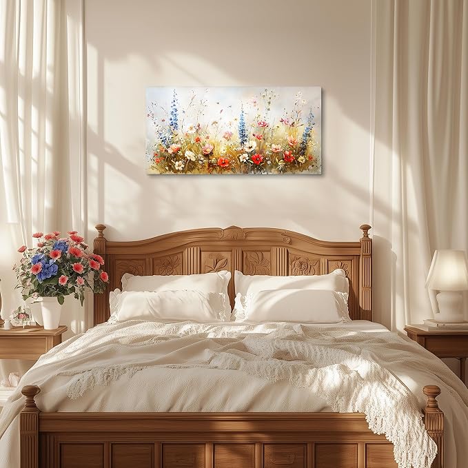 SERIMINO Colorful Floral Wall Art, Rustic Farmhouse Botanical Decor Large - Image 4