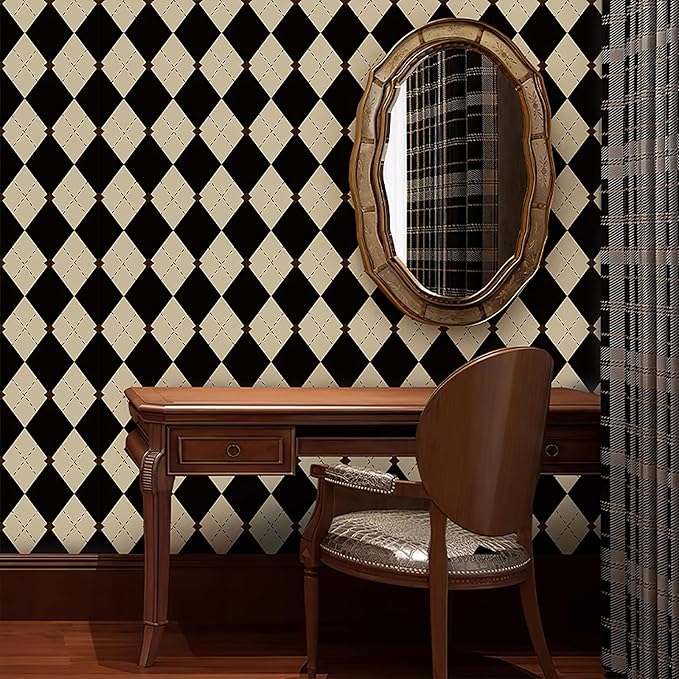 Simon&Siff Retro Checkered Peel and Stick Wallpaper Black and White Wallpaper - Image 4