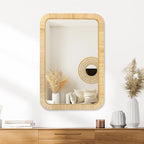 PERFNIQUE Rattan Mirror, Decorative Wall Nursery Decor, Rustic Farmhouse - Image 4
