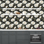 Laatse Black White Floral Peel and Stick Wallpaper Chrysanthemum Contact Paper - Image 2