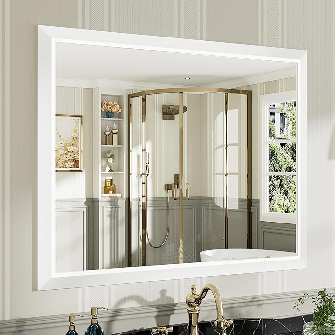 40x32 Inch White Bathroom Mirror by Briivuemodernmirrors