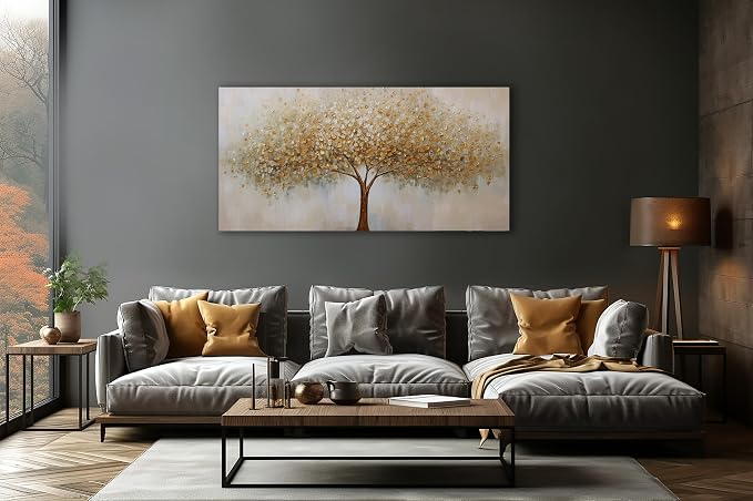 VHMING Abstract Wall Art Gold Tree of Life Artwork Canvas Painting Textured - Image 3