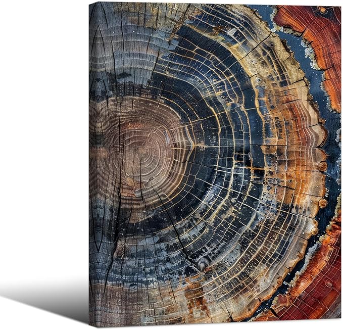 Vintage Trendy Abstract Tree Ring Wall Art Modern Colorful Nature Poster 12x16 by Medpol