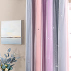 XiDi Curtains for Bedroom Decor, Rainbow GreyPinkPu-52-54 - Image 2