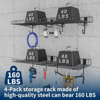 4 Pack Garage Wall Shelf, Wall Mounted Storage Shelves, Heavy Duty Metal Shelves - Image 4
