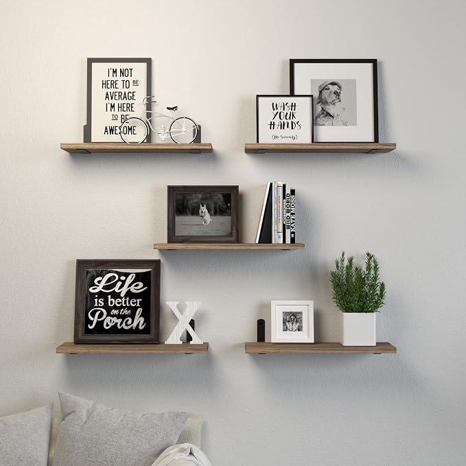 DOLLFIO Floating Shelves, 5 Sets Wall Shelves, Wood Floating Shelves - Image 6