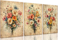 KISSFOX Framed Colorful Wildflower Canvas Wall Art Set Of 3 Flowers Pictures by KISSFOX