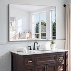 KOCUUY Silver Bathroom Mirror, HD Tempered Glass, Anti-Rust Brushed Silver Frame by KOCUUY
