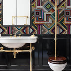 Retro Textured Peel and Stick Wallpaper Geometric Patchwork color Mosaic - Image 2