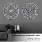 CLXEAST Large Modern 30 Inch Wall Clock Silver, Oversized Big Roman Numeral - Image 3