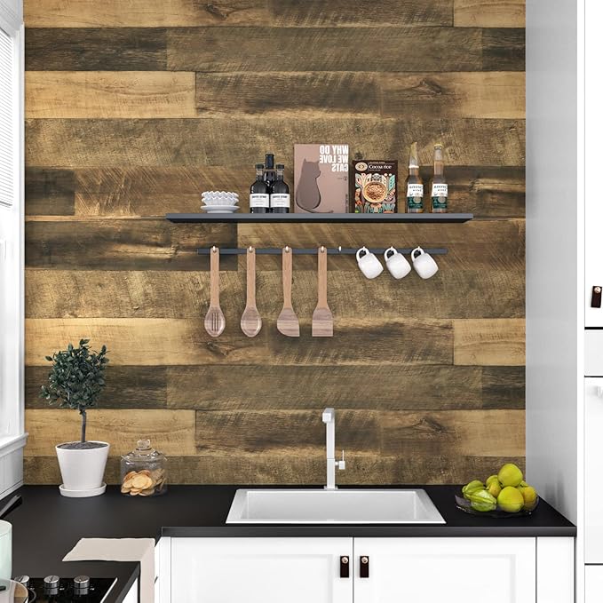 WESTICK Wood Peel and Stick Wallpaper Rustic Butcher Block Contact Paper - Image 5