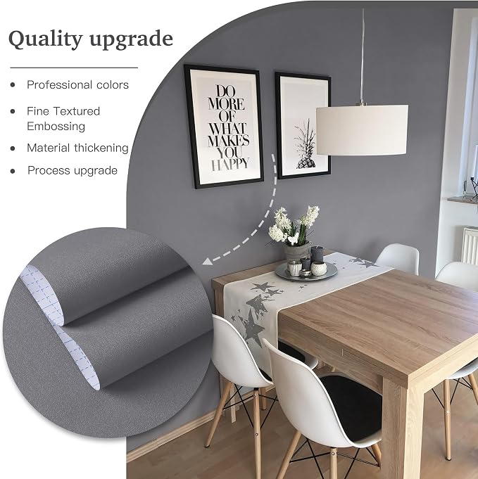 Dimoon 17.7''x393'' Peel and Stick Wallpaper Grey Contact Paper - Image 6