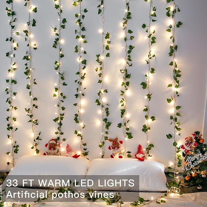 suddus Vine with Fairy Light Plug in, 33ft 100 LED Pothos String Lights - Image 2