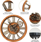 HOIBAI Wall Clock, 24 Inch Moving Gears Clock Large Wall Clock - Image 4