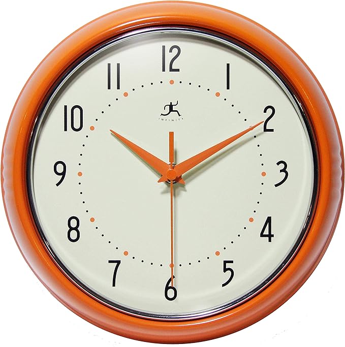 Infinity Instruments LTD. Retro 9 inch Silent Sweep Non-Ticking Mid Century by InfinityInstruments
